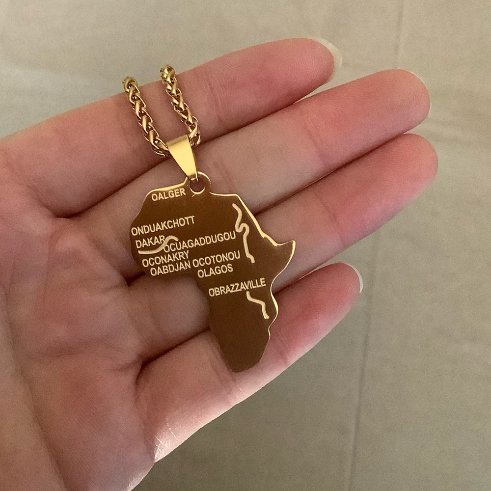 New 18k gold plated map necklace for men